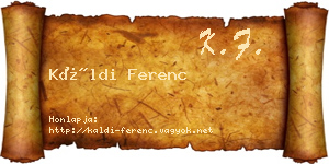 Káldi Ferenc névjegykártya