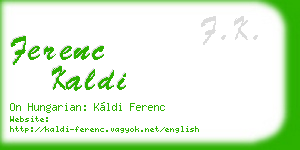 ferenc kaldi business card