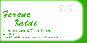 ferenc kaldi business card